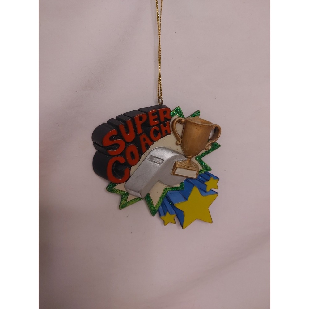 NEW Super Coach Christmas Ornament Kurt Adler Trophy Whistle Personalized